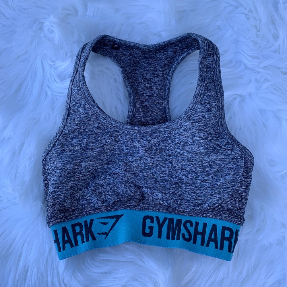 GYMSHARK grey teal flex sports bra